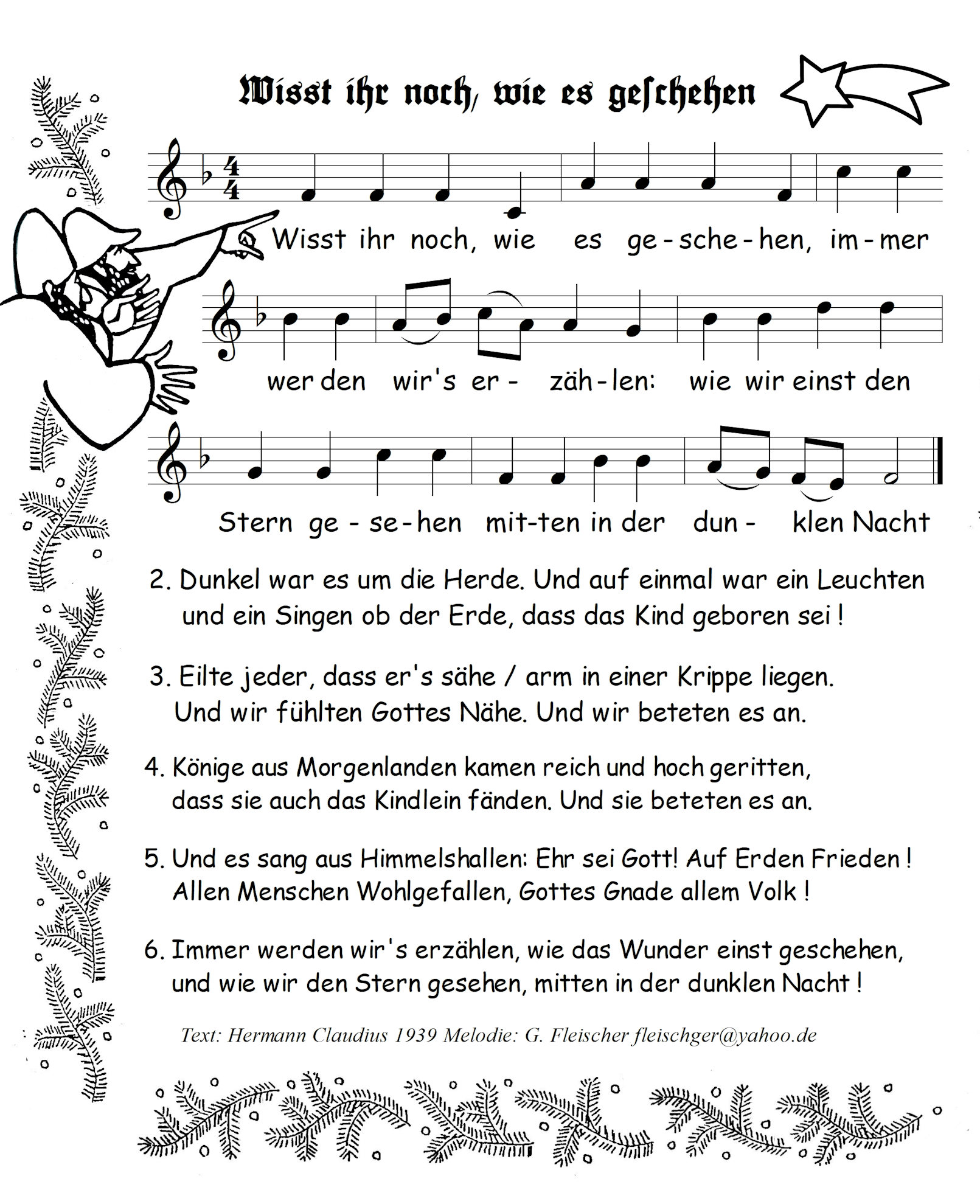 Wisst ihr noch, wie es geschehen - Liedblatt-mit Weihnachtsdeko.jpg Wisst ihr noch, wie es geschehen, Gerhard Fleischer
